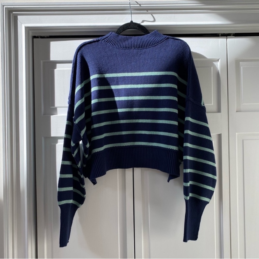 Free People Easy Street Cropped Striped Pullover Oversized Sweater | Size XL - Picture 8 of 9